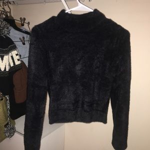 Black fuzzy long sleeve top